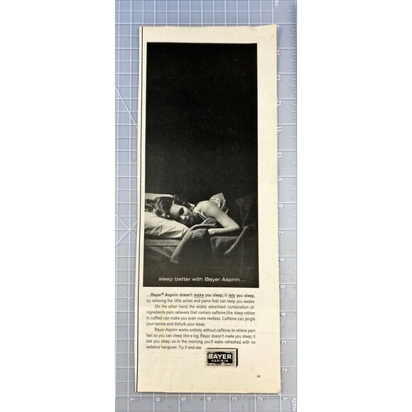 Bayer Aspirin "Sleep Better with Bayer" Vintage Print Ad 1964 - Picture 2 of 3